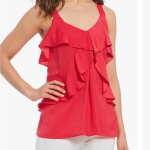 Micheal Kors polyester ruffle top, hot pink
